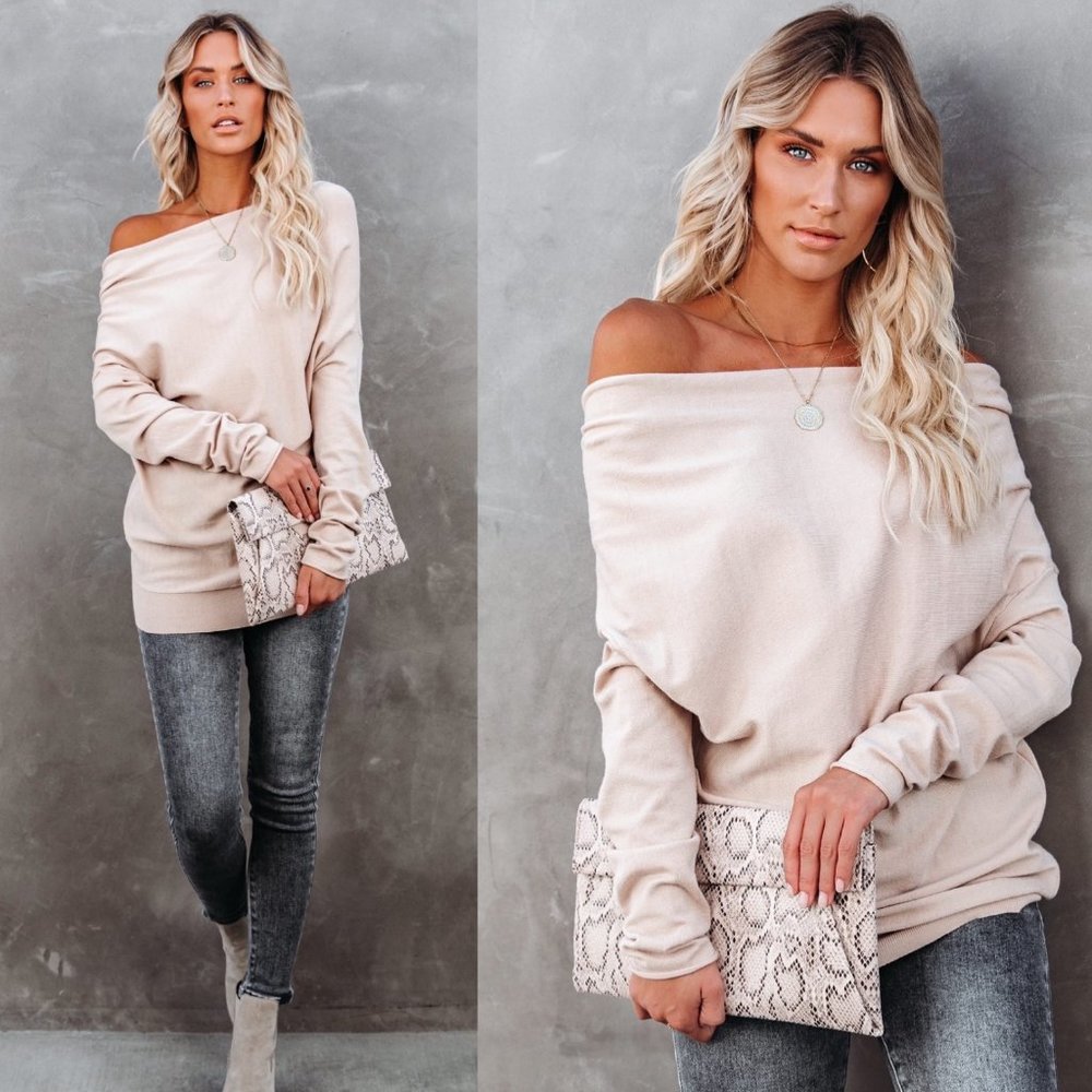 Vici Waverly Relaxed Knit Sweater | Medium, Beige/Oatmeal